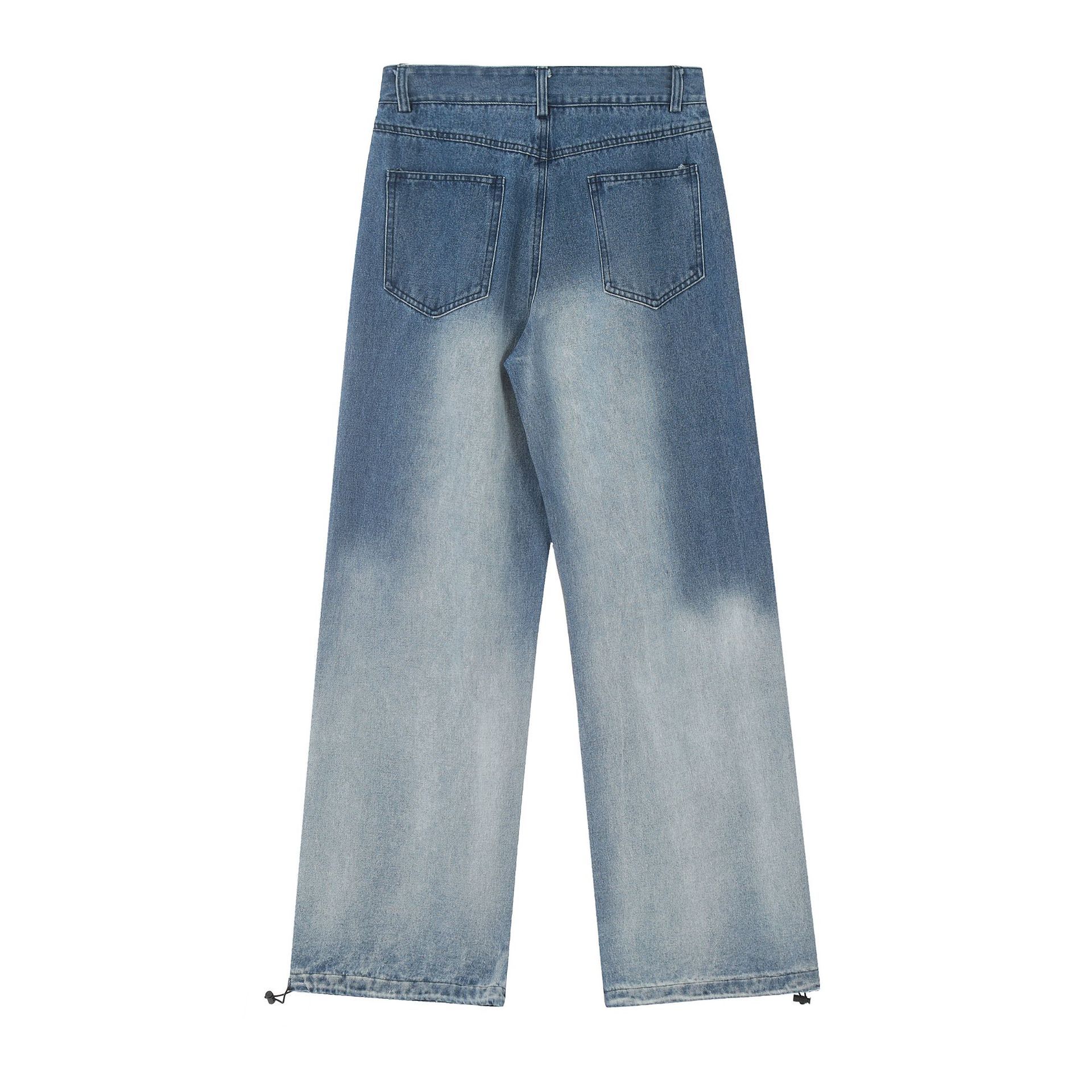 Gradient Tie-dye Straight-leg Denim Trousers Men