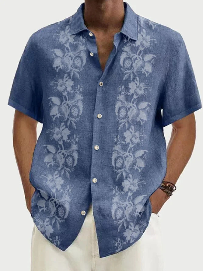 Coconut Print Short Sleeve Lapel Shirt