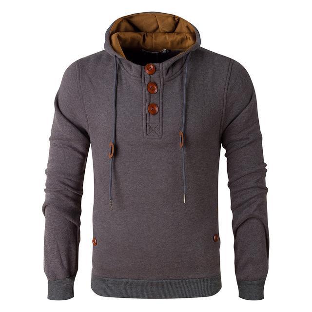 Wooden Buttons Fleeced Hoodies