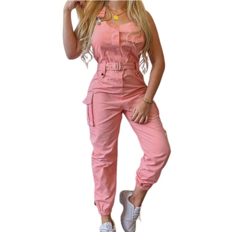 Womens Workwear Siamese Waist Banding Jumpsuit