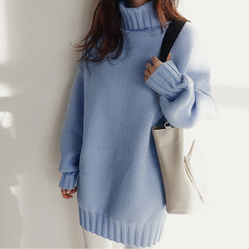 High-neck padded sweater sweater