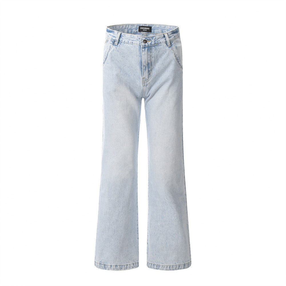 Men's Loose Wash Light Color Denim Trousers