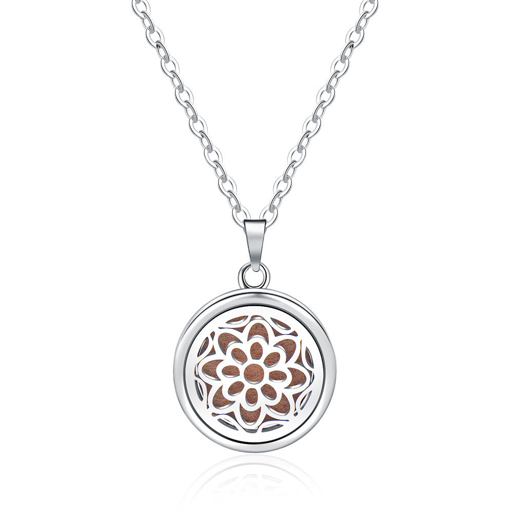 Open Round Hollow Perfume Box Necklace