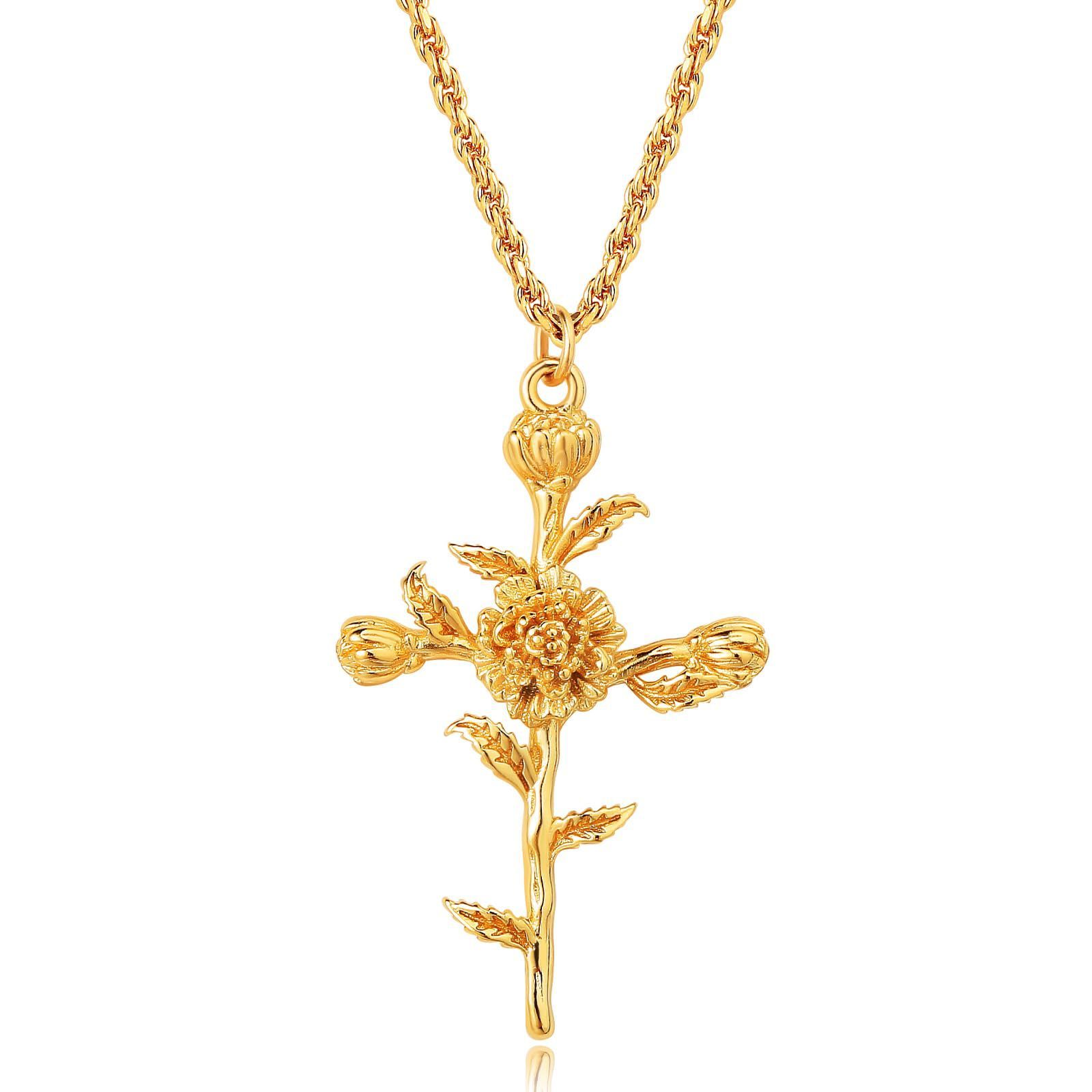 December Flower Necklace Cross Necklace Three-dimensional Vacuum