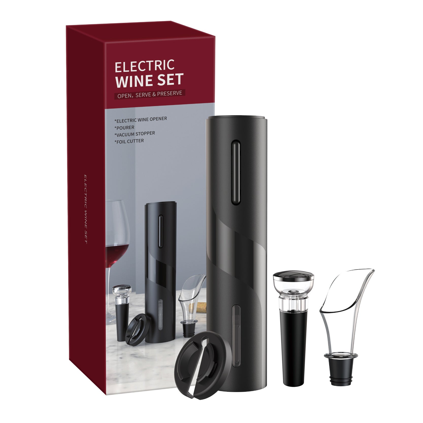 Rechargeable Electronic Bottle Opener with Tulip Wine Aerator and Pourer