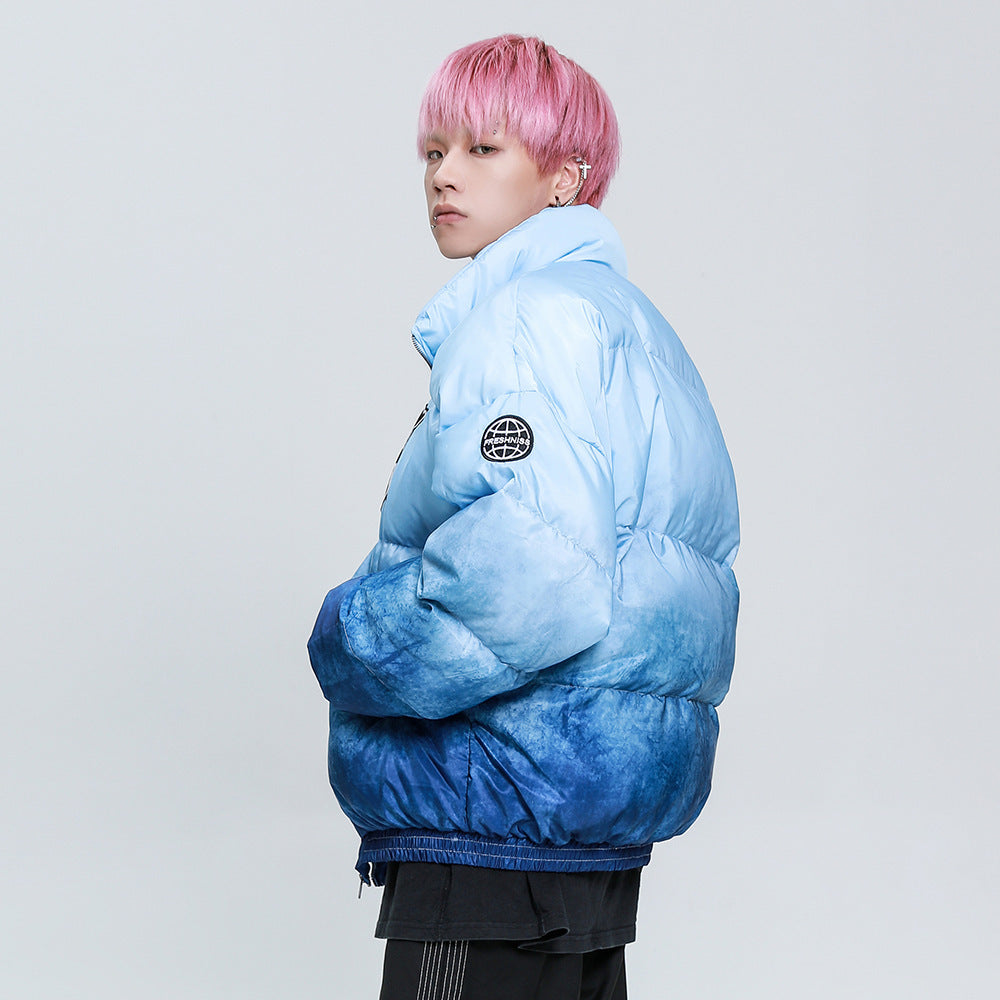 Harajuku style loose contrast color padded jacket