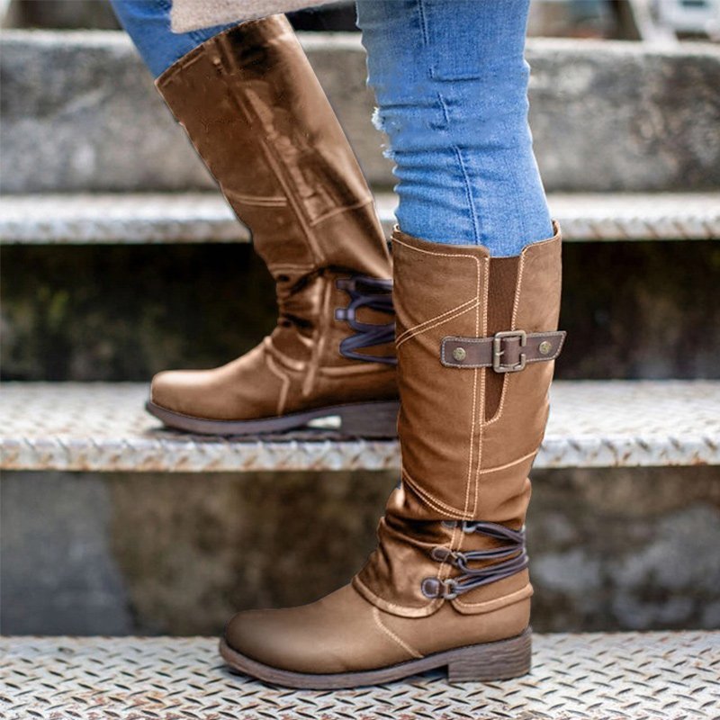 Zipper belt buckle boots