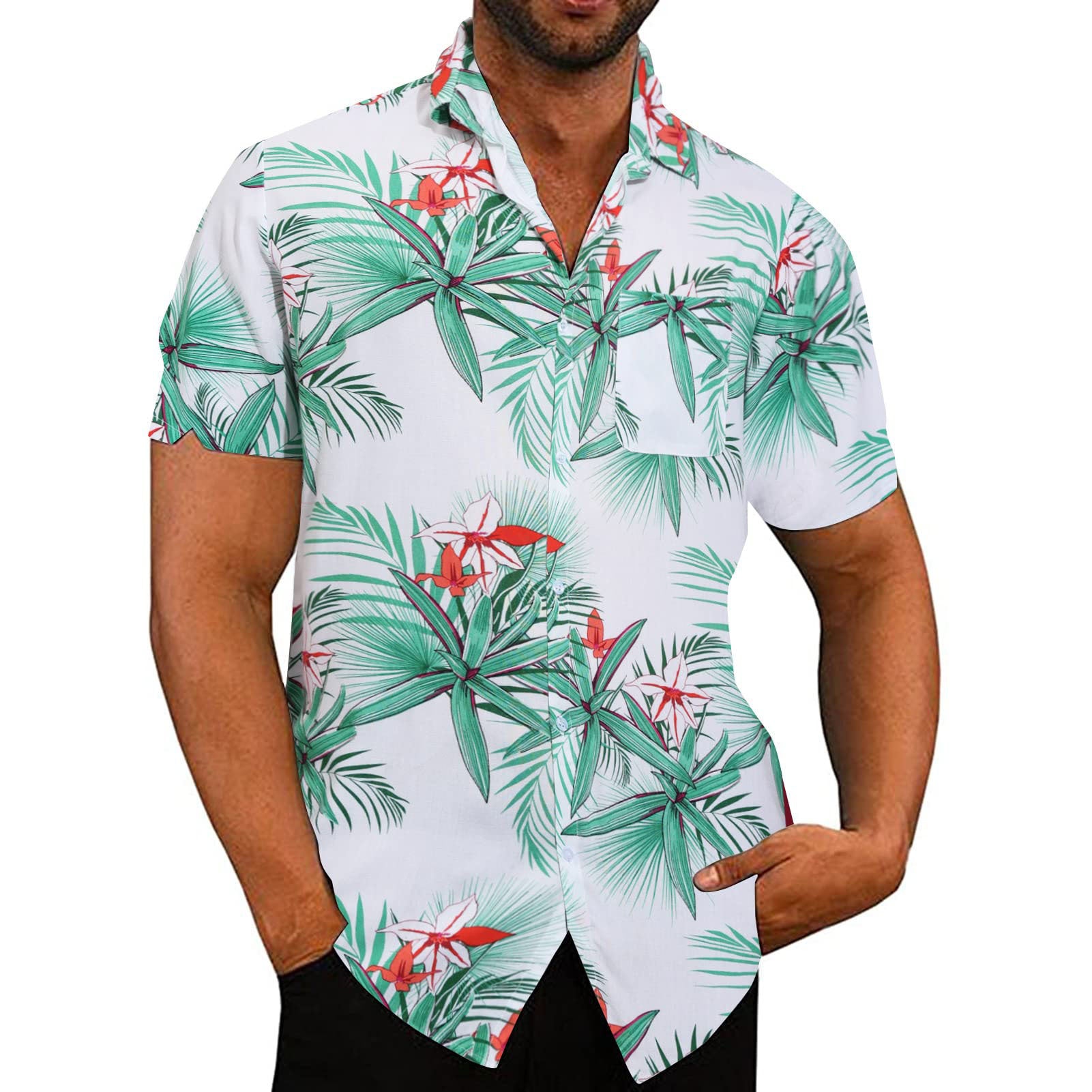 Coconut Print Short Sleeve Lapel Shirt