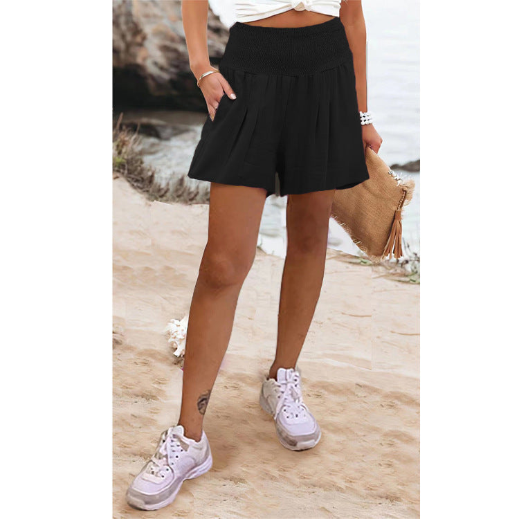 European And American Solid Color High Waisted Shorts Casual Pants