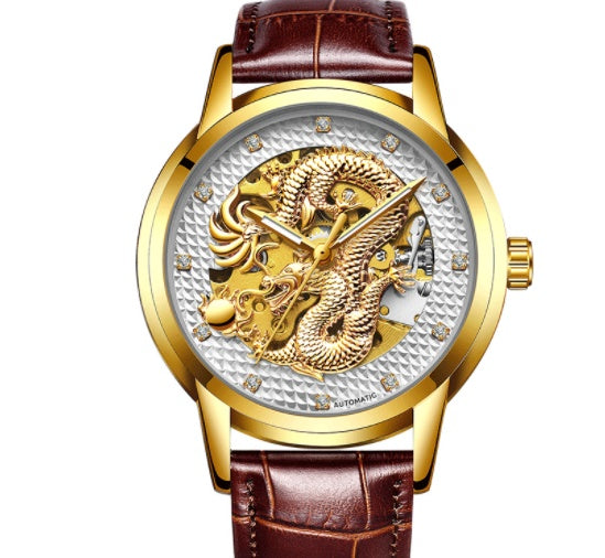 Fully Automatic Skeleton Waterproof Luminous Atmospheric Gold Business Dragon Watch