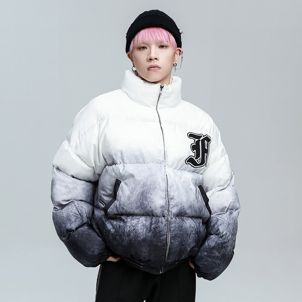 Harajuku style loose contrast color padded jacket