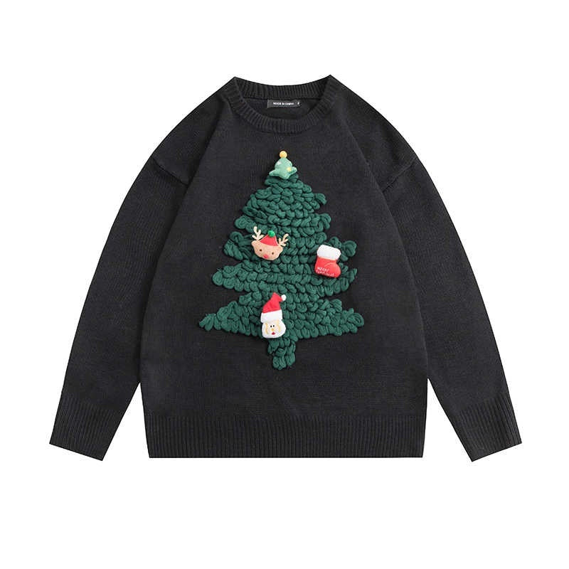 Cartoon Christmas Tree Sweater Loose Couple Sweater