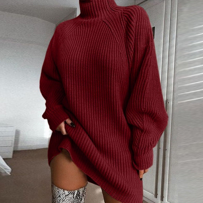 Long Turtleneck Sweater Dress For Women