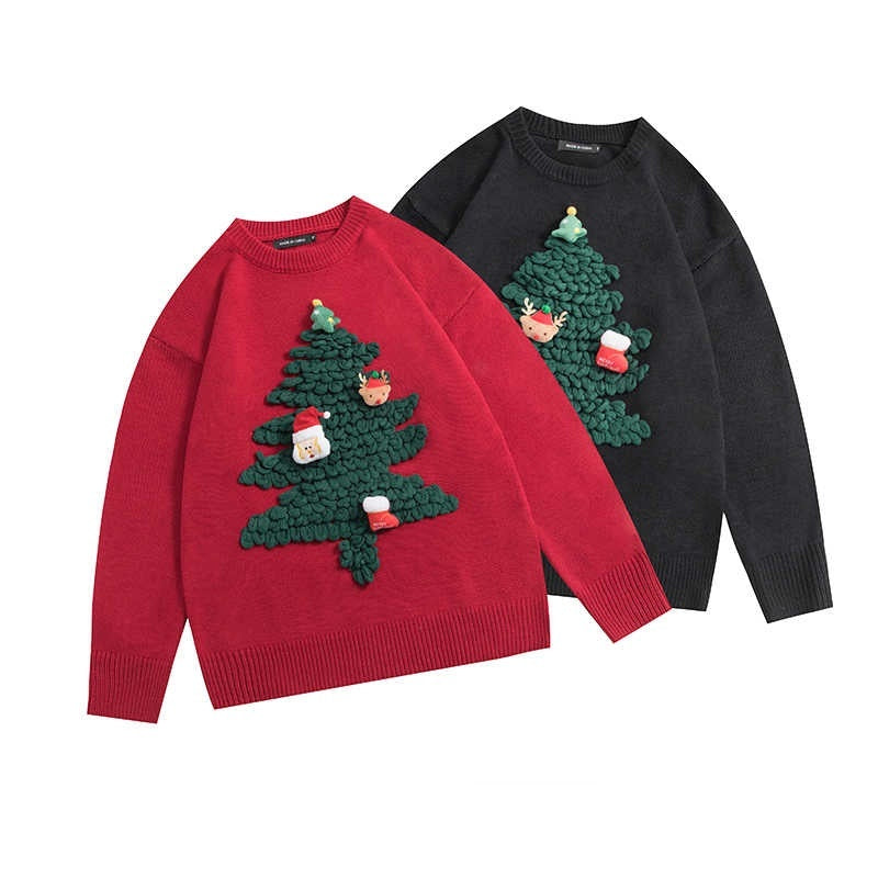 Cartoon Christmas Tree Sweater Loose Couple Sweater