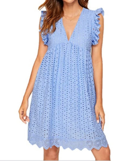 Women Lace, V-Neck, Sleeveless Summer Beach Dress