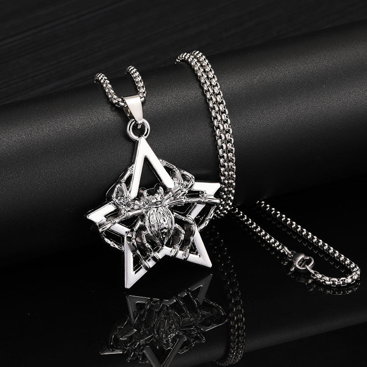 New Fashion Halloween Spider Pentagram Pendant Necklace