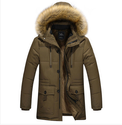 Casual Middle-Aged Mid-Length Thick Warm Cotton Jacket