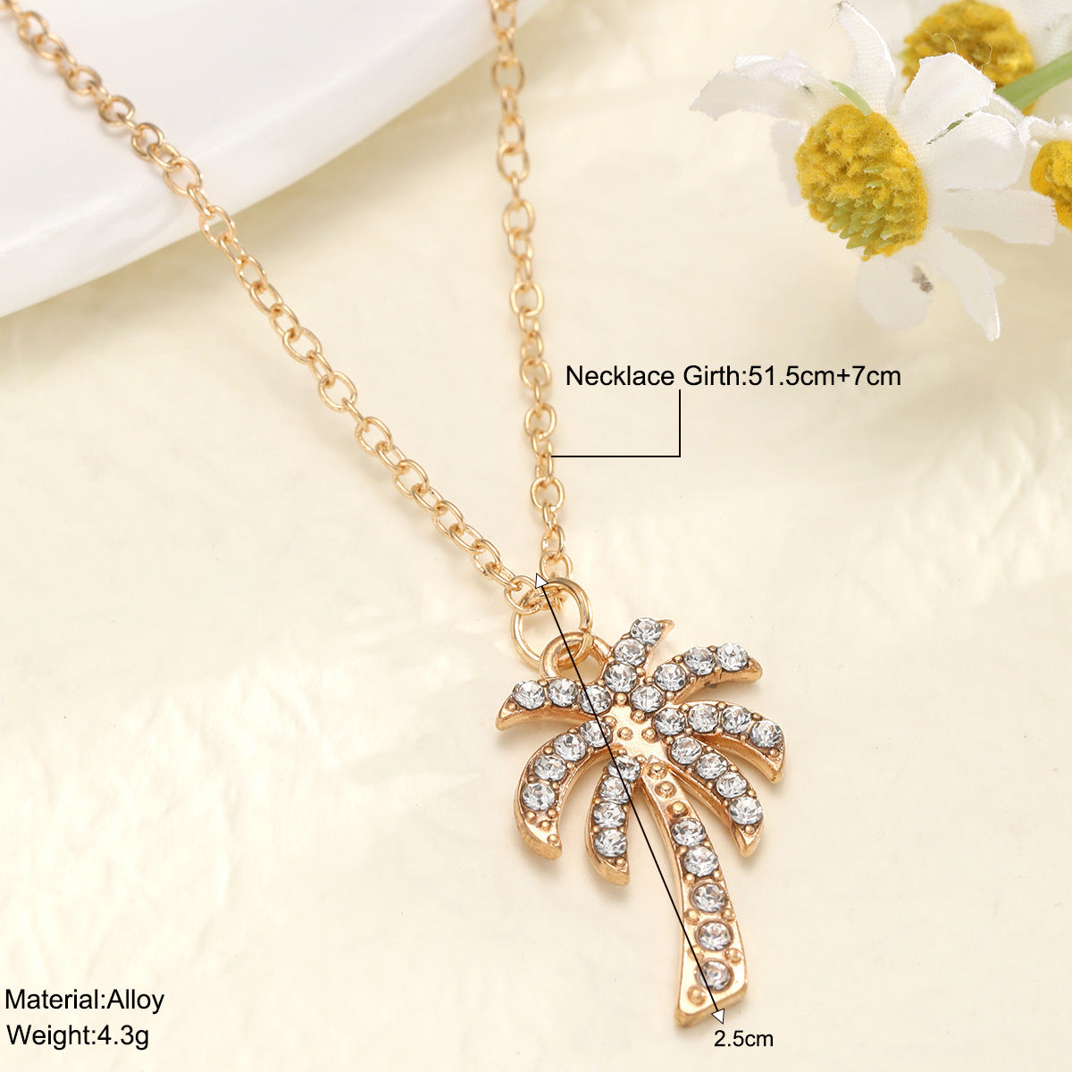 Trend Diamond Coconut Tree Pendant Necklace