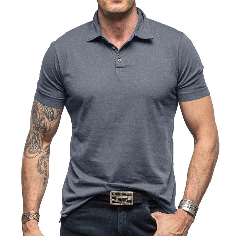 Men's Solid Color Short-sleeved Polo Shirt Top