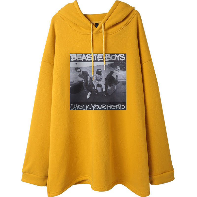 Hooded Mid-Length Plus Fleece Thick Hoodie For Women