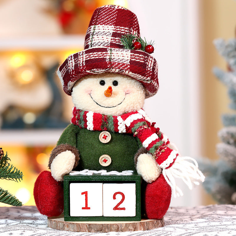 Christmas Calendar Old Man Doll Wooden Decoration