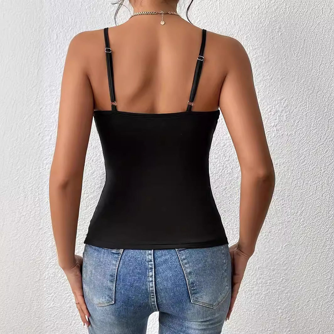 2024 Amazon New Women's Off-the-shoulder Top Sleeveless Sling Out Cropped Tank Top Slim Fit Sexy Women Clothing