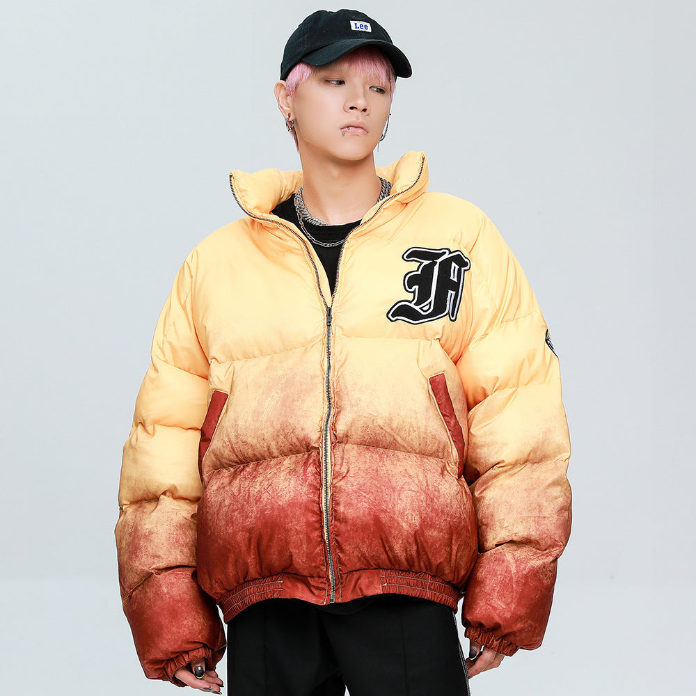 Harajuku style loose contrast color padded jacket