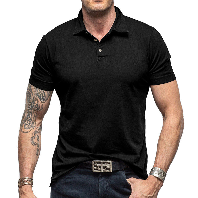 Men's Solid Color Short-sleeved Polo Shirt Top