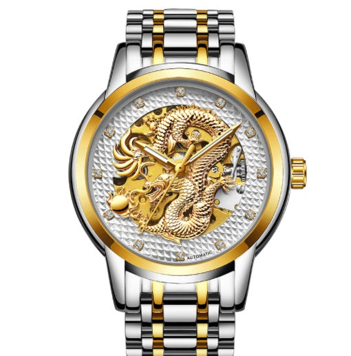 Fully Automatic Skeleton Waterproof Luminous Atmospheric Gold Business Dragon Watch