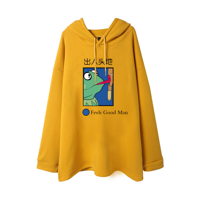 Hooded Mid-Length Plus Fleece Thick Hoodie For Women