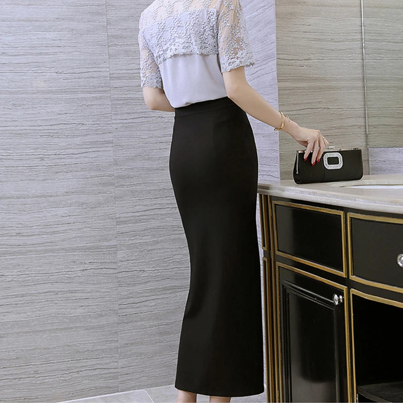 Skirts Womens Skirt Women Sexy Side Slit Office Ladies Black Pencil Skirt Faldas Mujer Moda 2024 A572