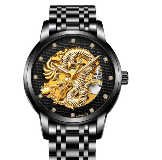 Fully Automatic Skeleton Waterproof Luminous Atmospheric Gold Business Dragon Watch