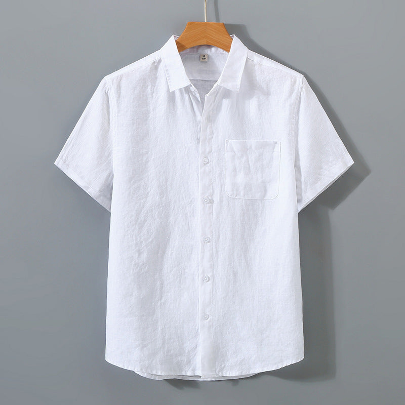 Striped Casual Short-sleeved Linen Shirt