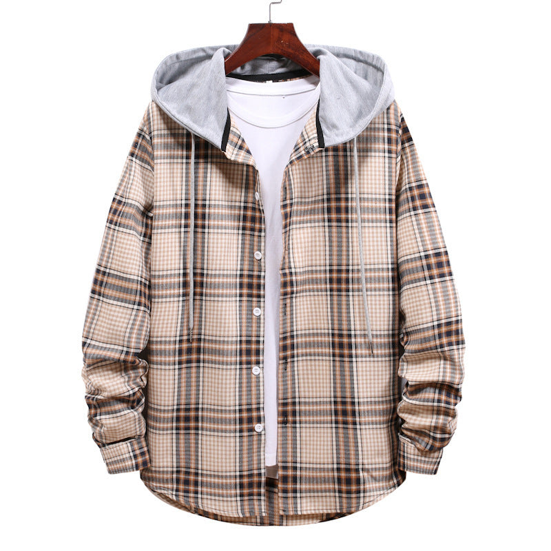 New Men's Long-sleeved Plaid Shirt