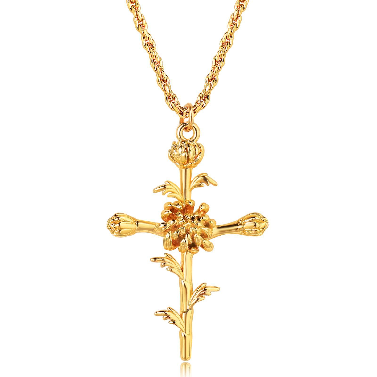 December Flower Necklace Cross Necklace Three-dimensional Vacuum