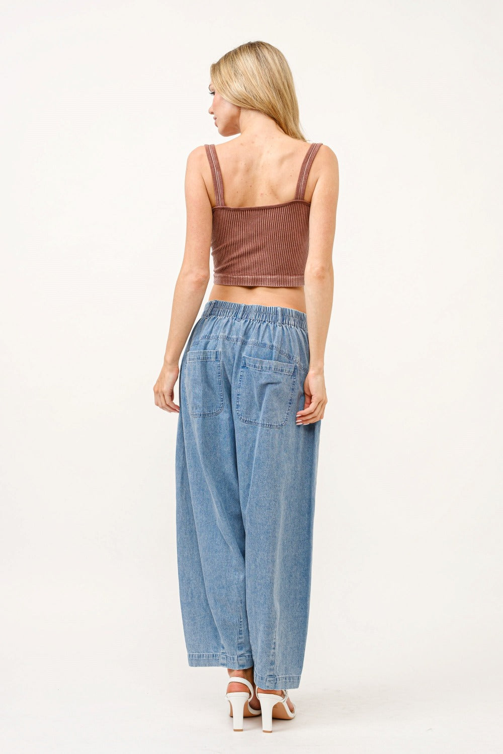 And The Why Elastic Back Pleated Loose Jeans