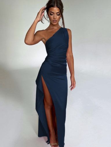 Elegant Sexy Backless, One Shoulder Slit Dress For Women