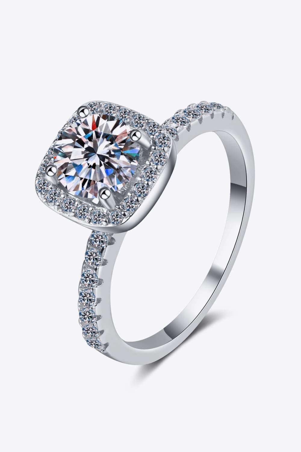 2 Carat Moissanite Square Halo Ring