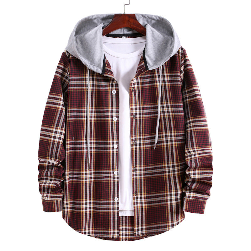 New Men's Long-sleeved Plaid Shirt