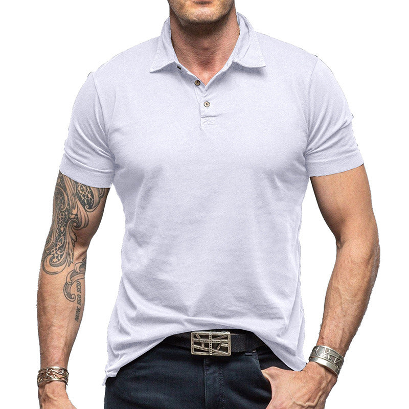 Men's Solid Color Short-sleeved Polo Shirt Top