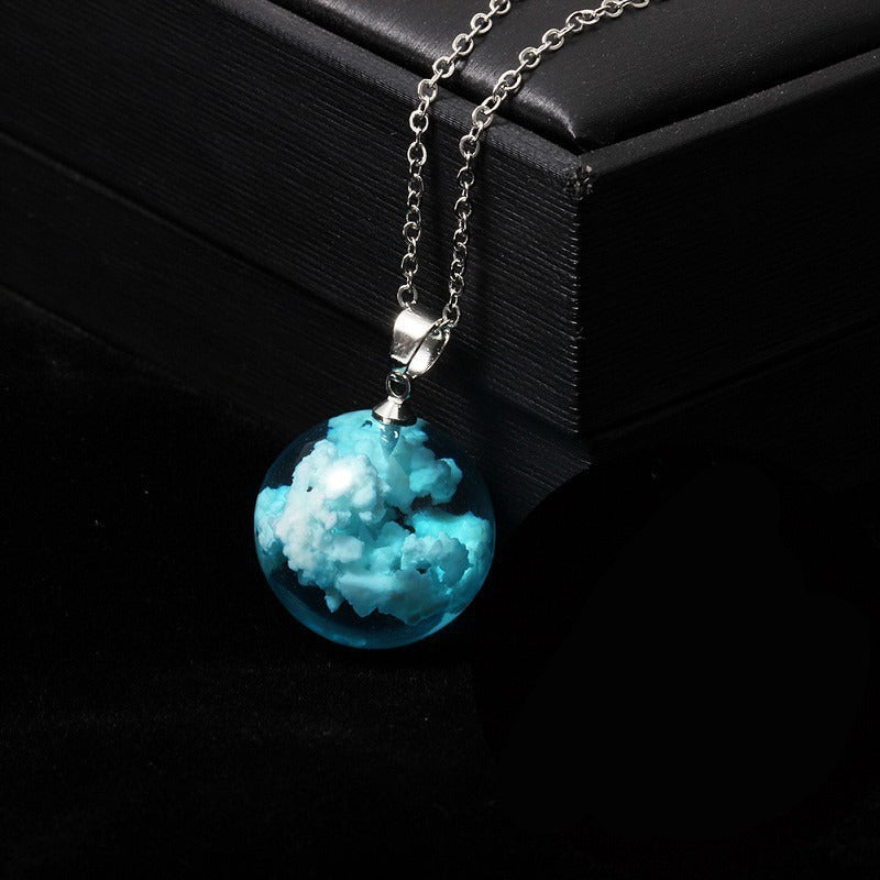 White Cloud Bird Mori Style Ball Necklace