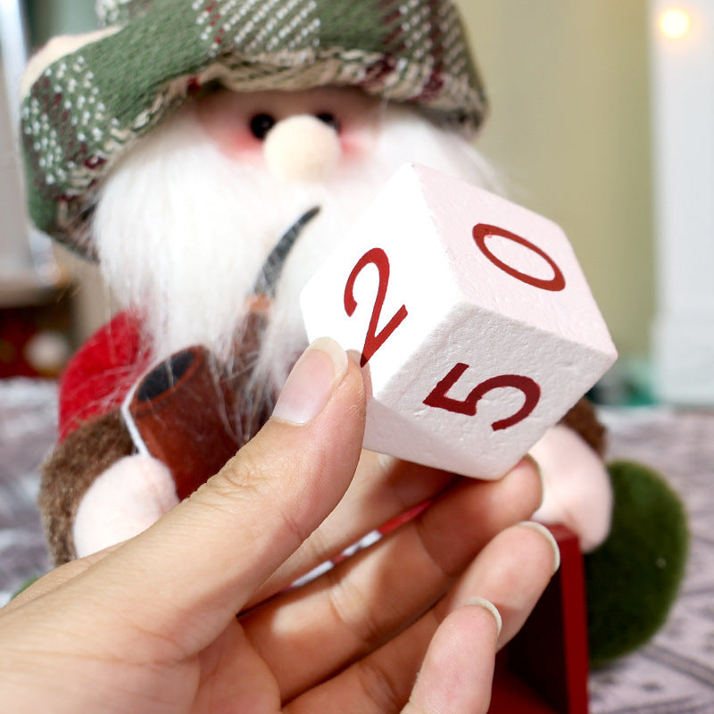 Christmas Calendar Old Man Doll Wooden Decoration