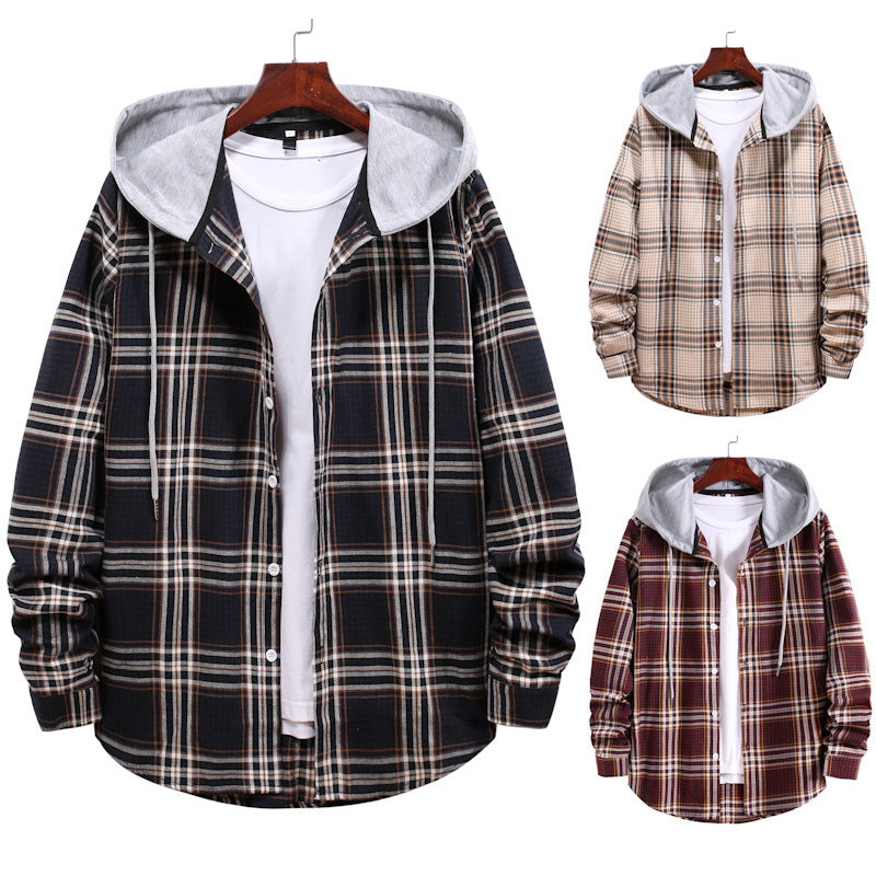 New Men's Long-sleeved Plaid Shirt