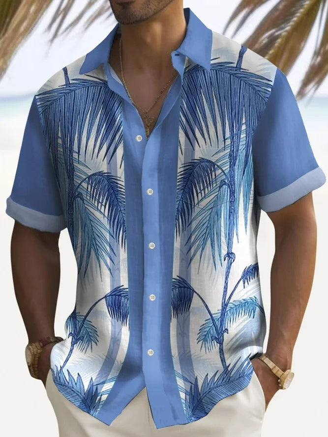 Coconut Print Short Sleeve Lapel Shirt