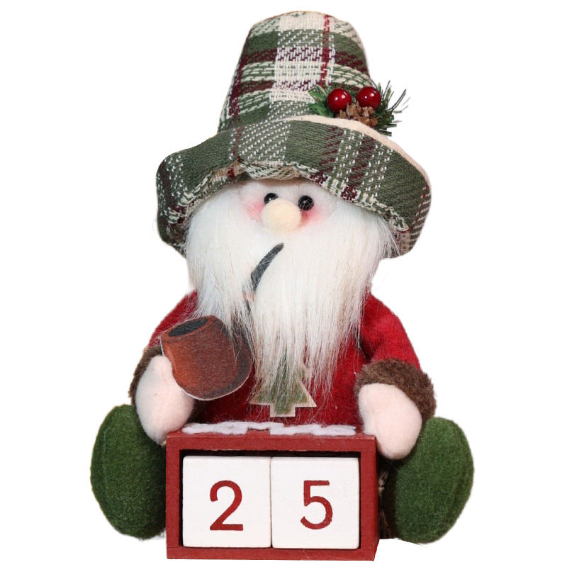 Christmas Calendar Old Man Doll Wooden Decoration