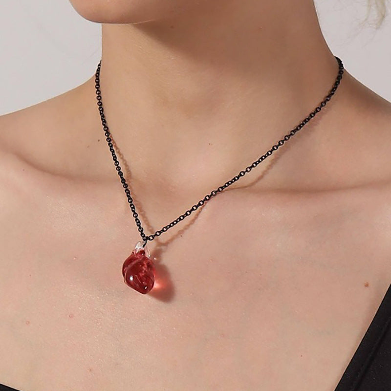 Female Creative Halloween Fashion Resin Heart Necklace