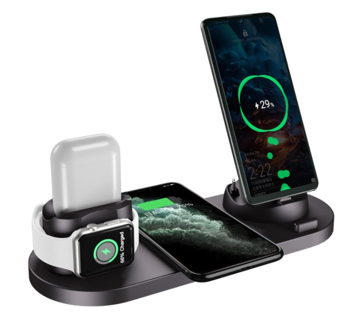 6 In 1 Wireless Fast Charging Station For IPhone, IWatch, and Airpods