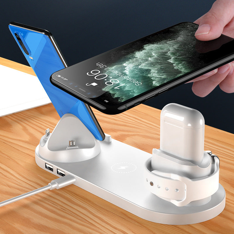 6 In 1 Wireless Fast Charging Station For IPhone, IWatch, and Airpods