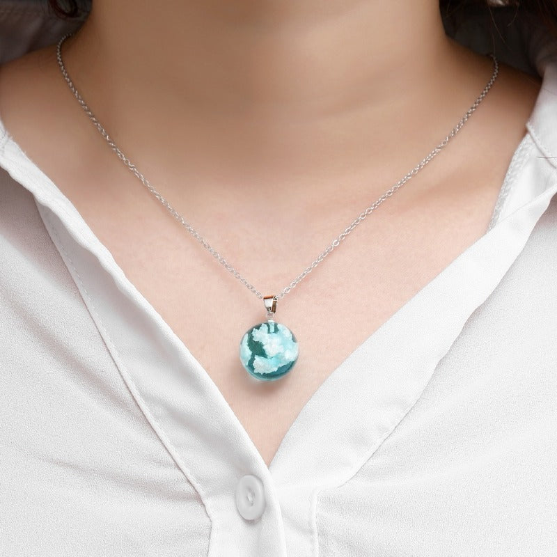 White Cloud Bird Mori Style Ball Necklace