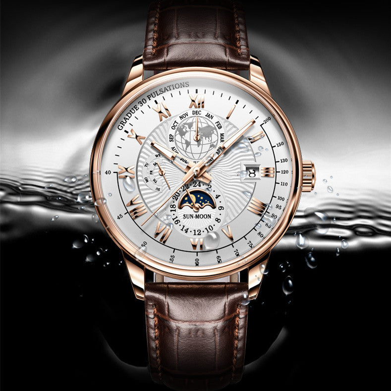 Automatic Mechanical Watch Three Eyes And Six Needles Fashion Trendy